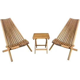 prestige home living outdoor 2er Set Holzliegestuhl mit Tisch aus Akazie klappbar