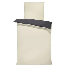 one-home Bettgarnitur Unifarben Beige 135 x 200 cm + 80 x 80 cm