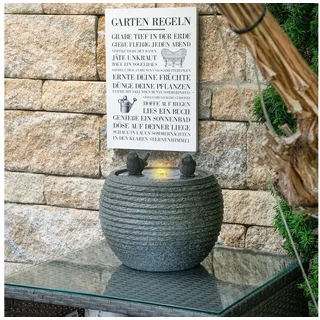 esotec Gartenbrunnen Solar LED Wasserbrunnen "Sitting Birds" grau