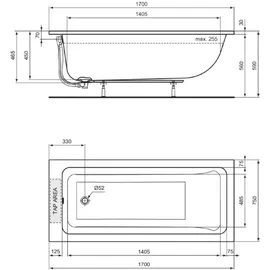 Ideal Standard La Dolce Vita Rechteckbadewanne 70 x 170 cm (T540301)