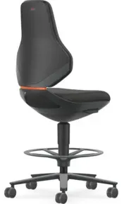 Bimos Industrie- und Laborstuhl Texon Sitz-Stopp-Rollen Fußring 570-810 mm schwarz