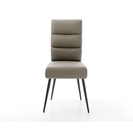 DeLife Esszimmerstuhl Pela-Flex Echt-Leder Schlamm 4-Fuß konisch Schwarz Taschenfederkern, Esszimmerstühle