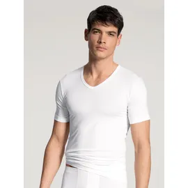 CALIDA Kurzarmshirt Focus V-Ausschnitt, Single Jersey, flache Nähte, elastisch, weich weiß XXL (58/60)