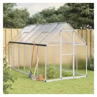 VidaXL Gewächshaus mit Fundamentrahmen Silber 334x169x195cm Aluminimum