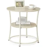 VASAGLE Beistelltisch, Couchtisch rund, Sofatisch, 2 Ablagen, Wohnzimmer, Schlafzimmer, einfacher Aufbau, Stahlrahmen