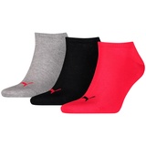 Puma Unisex Socken - Sneaker-Socken, Damen, Herren, einfarbig, Vorteilspack Rot 43-46