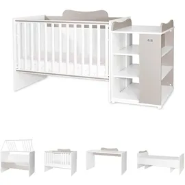 Lorelli Babybett Multi, Jugendbett, Schreibtisch, Wickeltisch, mehrfach umbaubar beige