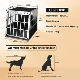 Cadoca® Hundetransportbox Aluminium Hundebox Kofferraum robust verschließbar trapezförmig L Alu 90x66x72cm