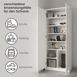 home collective Kleiderschrank Mehrzweckschrank 74 x 180 x 0 cm Weiß