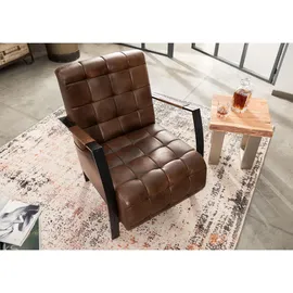 Massivmoebel24 Sessel Iron Label Leder 64 x 83 x 76 cm Braun gepolstert
