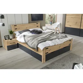 Rauch Stauraumbett RAUCH "Birmingham", grau (eichefarben artisan, graumetallic), B:146cm L:208cm, Betten, Stauraumbett, inkl. 4 Schubkästen