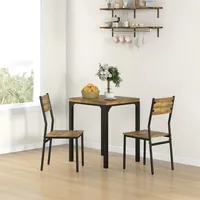 Homcom 3-teilige Essgruppe Esszimmergruppe, mit Metallgestell Esstischset - Schwarz/Braun