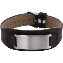 Firetti Armband »Schmuck Geschenk Lederarmband mit ID-Platte verstellbar« Firetti edelstahlfarben-braun