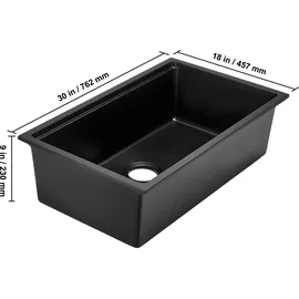 Vevor Küchenspüle Granitspülen (762 x 457 x 230 mm) zur Aufputzmontage, Einbauspüle im Landhausstil mit Zubehörteilen, Haushaltsspülbecken für Wohnmobile, Vorbereitungsküchen, Bars, schwarz
