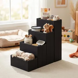 Relaxdays Faltbare Hundetreppe mit Stauraum Schwarz L