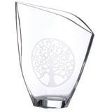 GILDE GLAS art Deko Vase Blumenvase aus Glas - mit Lebensbaum Motiv - Moderne Dekoration Wohnzimmer Geschenk für Frauen- Farbe: transparent Höhe 33 cm