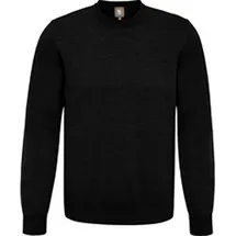 Maerz Muenchen Rundhalspullover schwarz unifarben, schwarz, NOS