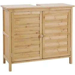 SVITA Waschbeckenunterschrank Badschrank mit Regal freistehend Natur Bambus