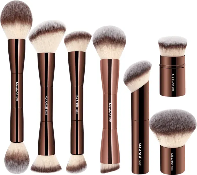 MAANGE 7-teiliges Make-up-Pinsel-Set mit Aluminiumgriffen - Make-up-Pinsel in Profiqualität