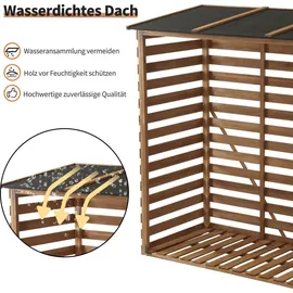 MCombo Kaminholzregal Holz 90 x 185 x 186 cm mit Rückwand und wasserdichter Abdeckung Natürlich