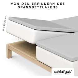 Spannbettlaken SCHLAFGUT "Pure Split-Topper", grau (grau light), B:180-200cm L:200-220cm, Jersey-Elasthan, Obermaterial: 95% Baumwolle, 5% Elasthan, Laken, MADE IN GREEN by OEKO-TEX