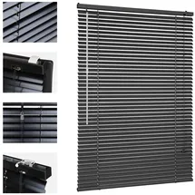 Sekey Klemmfix-Jalousie für Fenster freihängend, 25mm Alu-Lamellen, mit Bohren, inklusive Montagematerial Aluminium-Jalousie ohne Bohren, 60x160cm,Schwarz