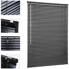 Sekey Klemmfix-Jalousie für Fenster freihängend, 25mm Alu-Lamellen, mit Bohren, inklusive Montagematerial Aluminium-Jalousie ohne Bohren, 60x160cm,Schwarz
