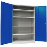 Stahlschrank Werkstattschrank Aktenschrank grau/blau | Höhe 195 cm - KOMPLETT MONTIERT (50, 120)
