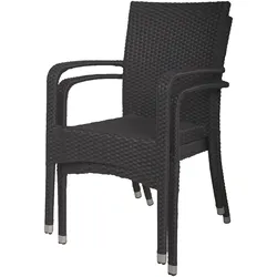 Stapelstuhl GARDEN PLEASURE "LONDON", schwarz (schwarz, schwarz), B:55cm H:87cm T:57cm, Kunststoff, Stühle, 2er Set, auch für die Gastronomie geeignet