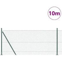 vidaXL Zaunpfosten Grün 10 m (40 x 40 mm Maschen) Stahl und PVC