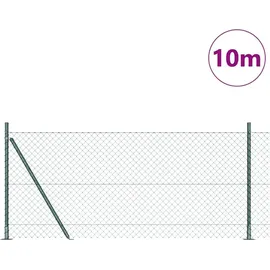 vidaXL Zaunpfosten Grün 10 m (40 x 40 mm Maschen) Stahl und PVC