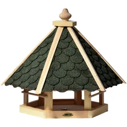 DOBAR Vogelfutterhaus, für Wildvögel, Kiefernholz/Bitumen, natur/grün - gruen