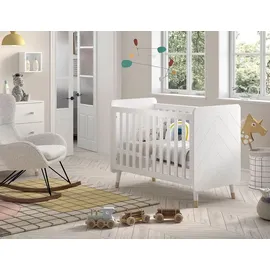 58 aufm Kessel Babybett Kamillah 124x68x96 Gitterbett MDF Satin Weiß