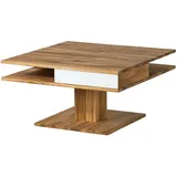 MASSIVMOEBEL24.DE Couchtisch WIEN Weiß Wildeiche 85 x 85 x 45 cm
