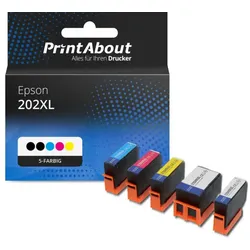 Druckerpatrone kompatibel mit  Epson 202XL (C13T02E74010) - 5 Farben - Hoher Kapazität - Multipack