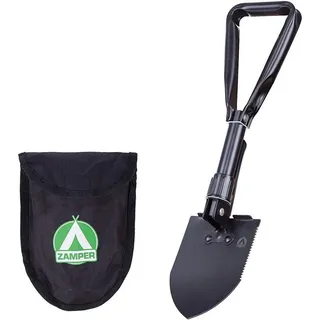 Zamper Spaten Klappspaten mit Tasche - für Outdoor Camping Survival Trekking, (Set mit Spaten und praktischer Transporttasche), Multifunktions-Klappspaten mit Spitzhacke und Säge