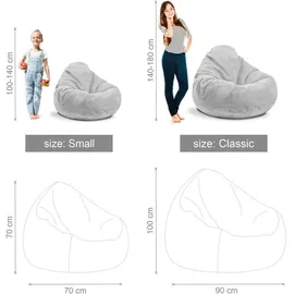 DreamRoots Sitzsack, Grau, Hellgrau, Textil, 90x100x90 cm, Oeko-Tex® Standard 100, Wohnzimmer, Hocker, Sitzsäcke, XXL Sitzsäcke