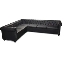 vidaXL Chesterfield Eckcouch Kunstleder 6-Sitzer Schwarz