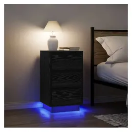 vidaXL Nachttisch mit LED-Leuchten Schwarz 38x34x65 cm