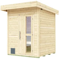 Saunahaus WEKA "Saunahaus NAANTALI", beige (natur), Saunaofen, integrierte Steuerung, 9 kW, Saunen, aus Blockbohlen, extrahohe Tür