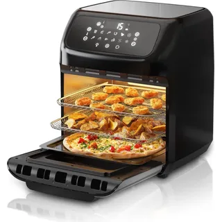 Arendo Heißluftfritteuse, Minibackofen 12L Edelstahl, Airfryer, Pizzaofen, Multifunktionsofen, Mini Backofen mit Umluft, 1800 Watt, Timer,