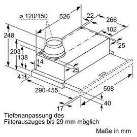Constructa CD30677 Flachschirmhaube 60 cm Silbermetallic