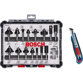 Bosch Fräser-Set, 15-teilig, inklusive gratis Cuttermesser