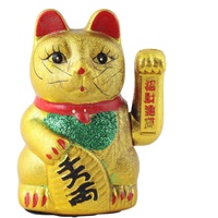 Superfreak Glückskatze - Maneki-Neko - Winkekatze aus Keramik - 17 cm - Gold