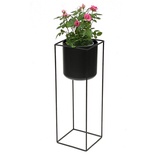 DanDiBo Ambiente DanDiBo Blumenhocker mit Topf Metall Schwarz Eckig 60 cm Blumenständer 96023 Blumensäule Modern Pflanzenständer Pflanzenhocker