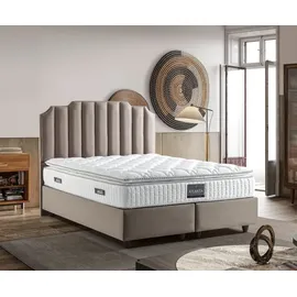 Villa Möbel Bett Set Atlanta 90x190 Beige, Bett (ohne Matratze), Bett mit Stauraum - Beige