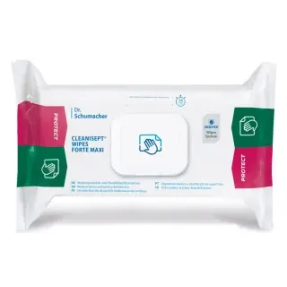 Dr. Schumacher CLEANISEPT® Wipes Forte Maxi Desinfektionstücher, Gebrauchsfertige, alkoholfreie Tücher zur Schnelldesinfektion, 1 Packung = 100 Tücher