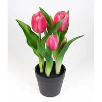 Seidenblumen Roß Tulpen Real Touch 24cm im Topf ZF