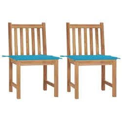 vidaXL 2x Teak Massiv Gartenstuhl mit Kissen Holzstuhl Essstuhl Stuhl Gartenmöbel Stühle Terrassenstuhl Balkonstuhl Outdoor Gartenstühle