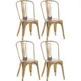 CLP Stapelstuhl Benedikt Metall gold 4er Set